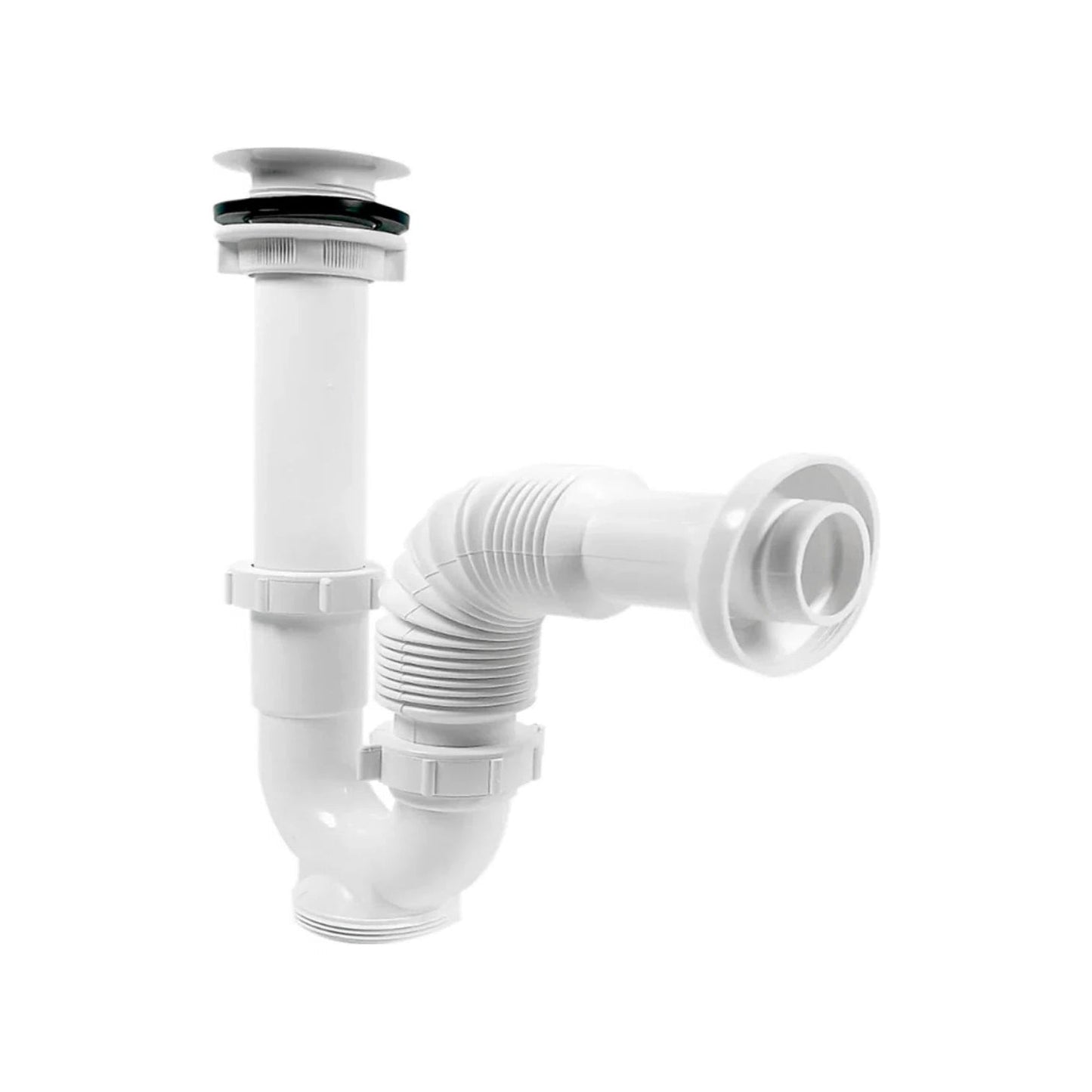 Cespol trampa flexible de desagüe blanco para fregadero, sifón ajustable de plástico