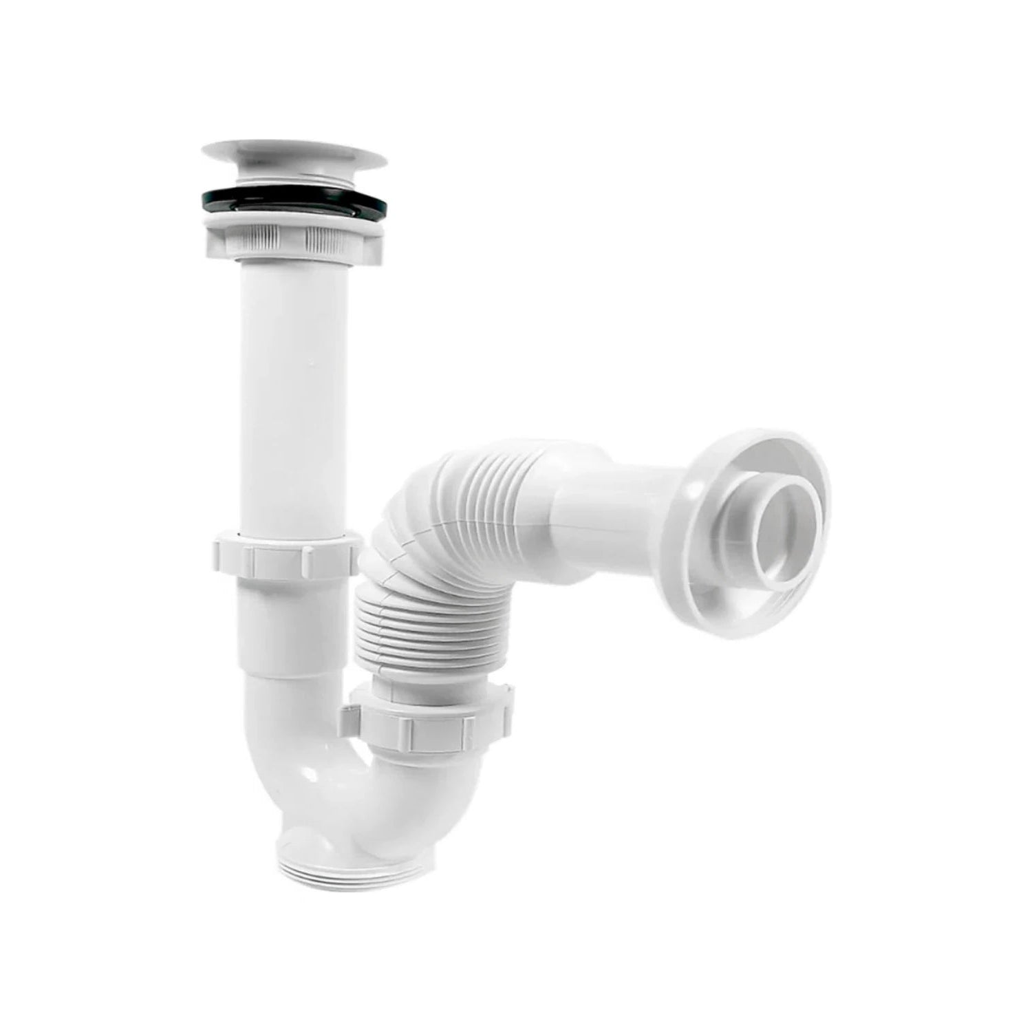 Cespol trampa flexible de desagüe blanco para fregadero, sifón ajustable de plástico