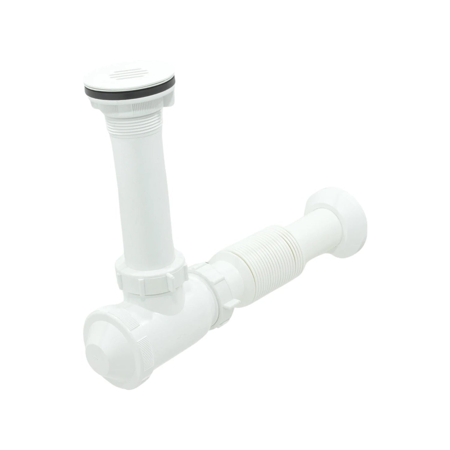 Cespol flexible blanco de plástico para fregadero con trampa anti-olores y rejilla de drenaje