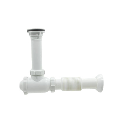 Cespol flexible blanco de plástico para fregadero con trampa de desagüe, sifón adaptable.