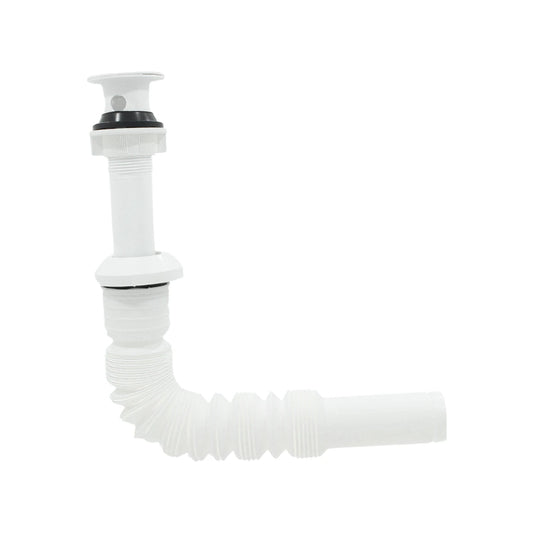 Céspol flexible blanco de plástico para lavabo, trampa de desagüe ajustable