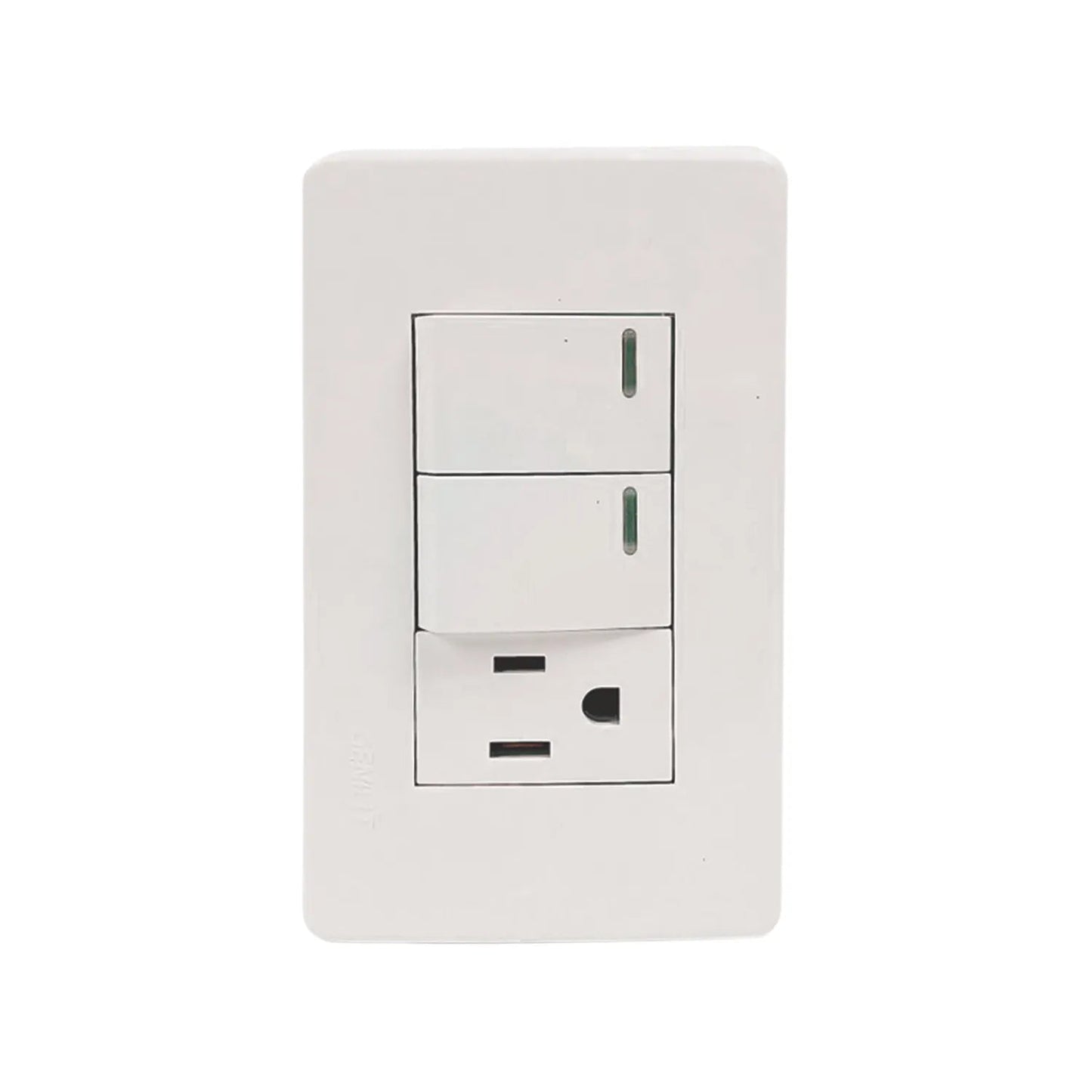 Placa eléctrica Genlit blanca con 2 apagadores de luz con LED y 1 contacto polarizado