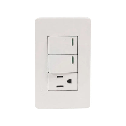 Placa eléctrica Genlit blanca con 2 apagadores de luz con LED y 1 contacto polarizado