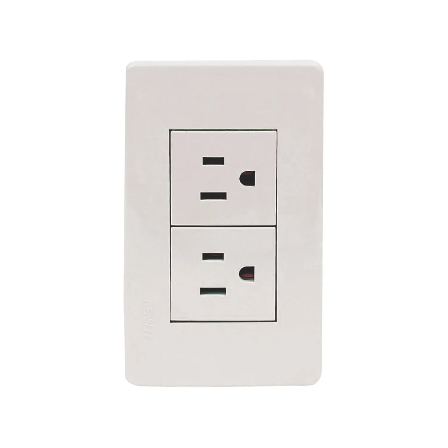 Tomacorriente duplex Genlit blanco, placa eléctrica con 2 enchufes aterrizados.