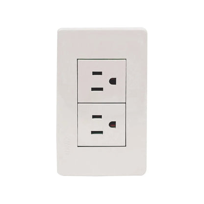 Tomacorriente duplex Genlit blanco, placa eléctrica con 2 enchufes aterrizados.