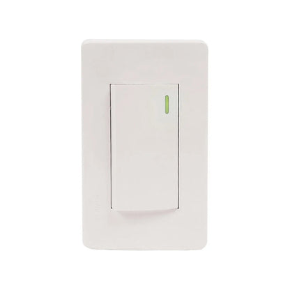 Apagador de luz blanco con un interruptor sencillo y LED verde