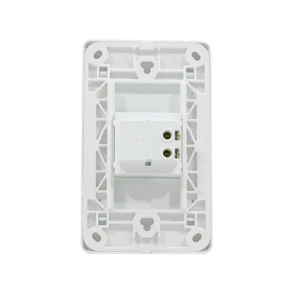Módulo eléctrico blanco con terminales de tornillo L1 y COM, 10A 250V para placas de pared.