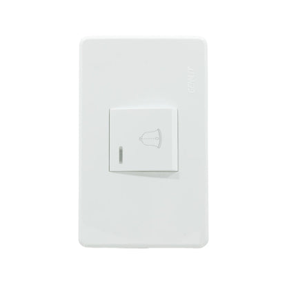 Placa botón de timbre Genlit blanca con icono de campana y luz indicadora