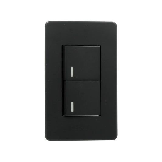 Placa 2 apagadores negra Genlit GL-PKBU2A buio