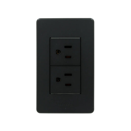 Placa 2 contactos negra Genlit GL-PKBU2C buio