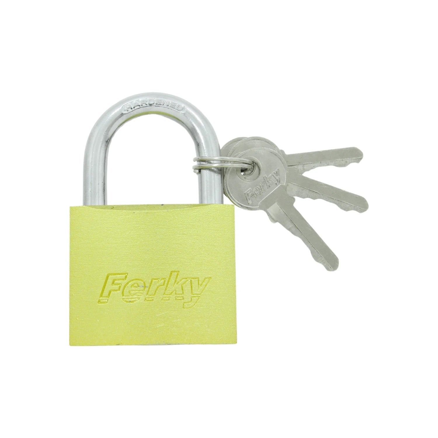 Candado Ferky verde lima de 50mm con 3 llaves, shackle de acero endurecido