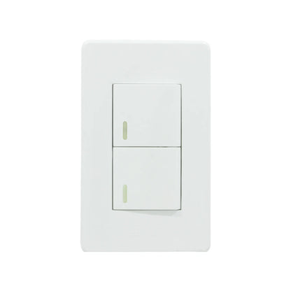 Placa 1 apagador sencillo/1 apagador escalera blanca Genlit GL-PKAEB