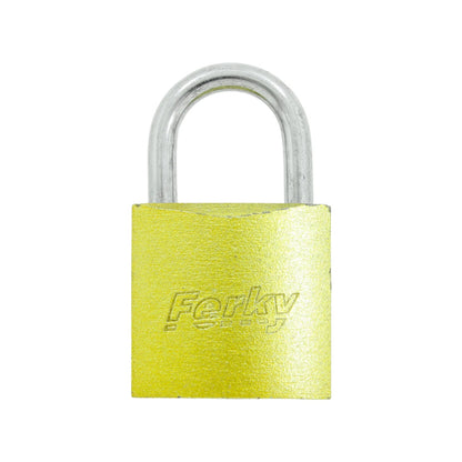 Candado de seguridad Ferky amarillo 25mm con gancho corto