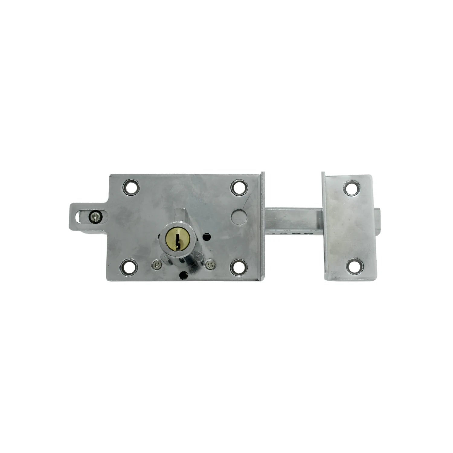 Cerradura de barra fija izquierda con llave para puerta, acabado cromado brillante, alta seguridad