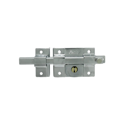 Cerrojo de barra deslizante Ferky cromado con llave para puertas y seguridad.