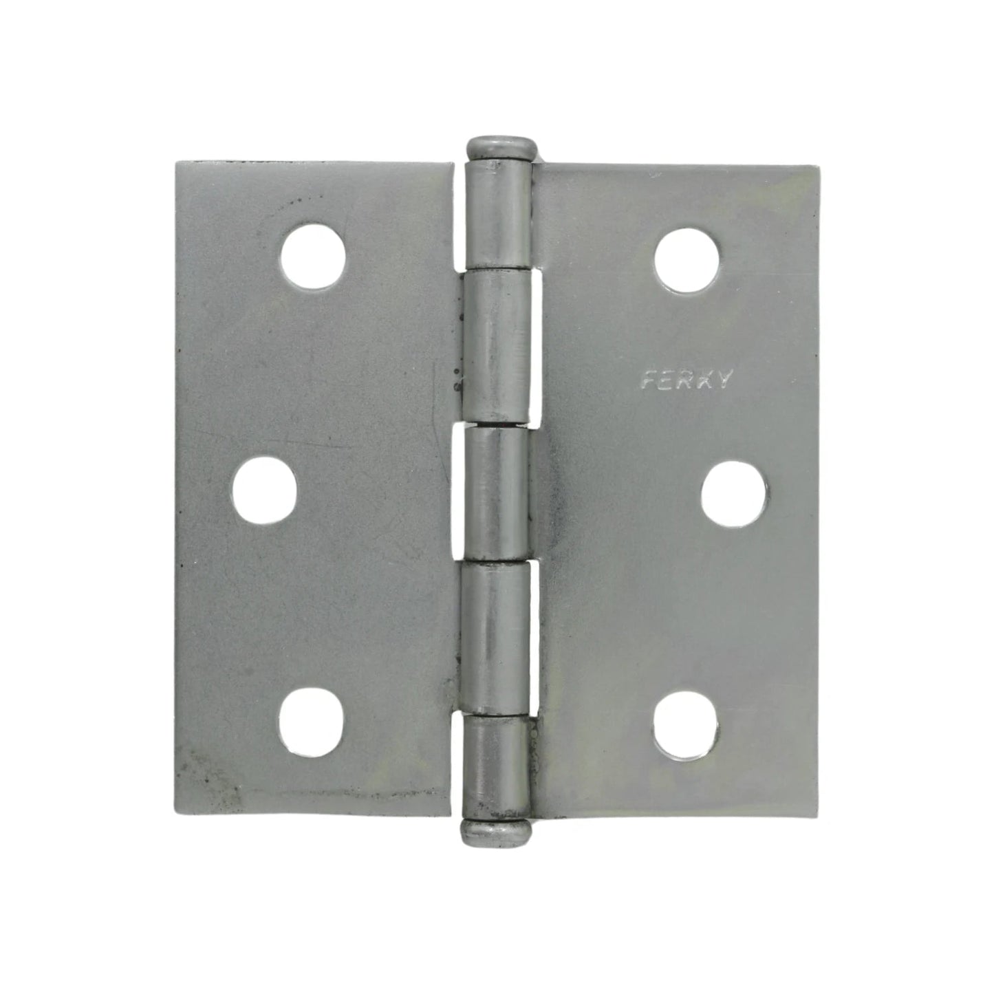 Bisagra Ferky de acero galvanizado 3x3 con 6 orificios, para puertas, resistente a la corrosión, color plata.
