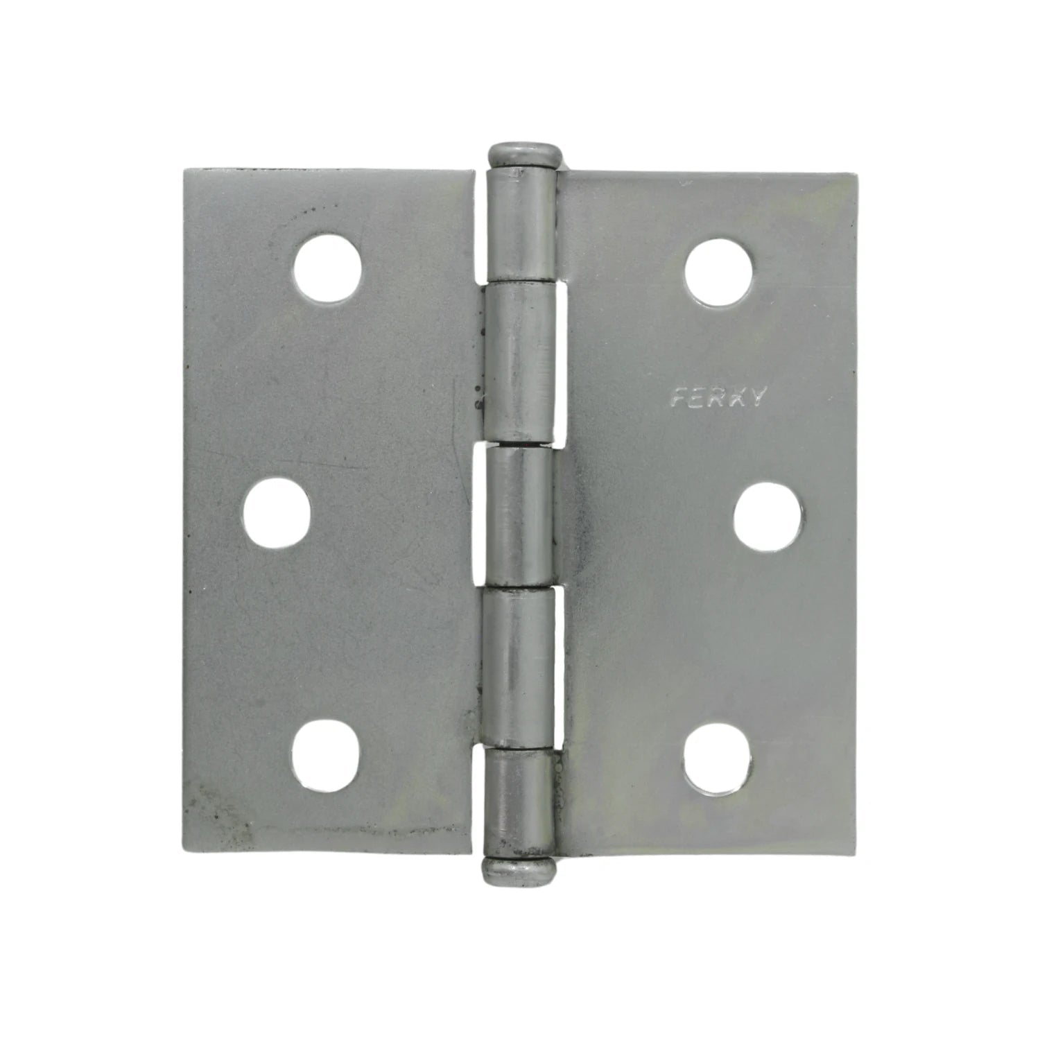 Bisagra Ferky de acero galvanizado 3x3 con 6 orificios, para puertas, resistente a la corrosión, color plata.