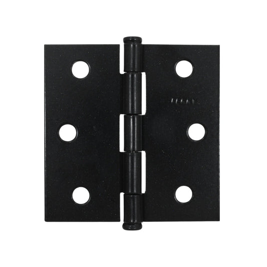 Bisagra negra mate 3x3 pulgadas cuadrada para puertas, resistente y duradera.