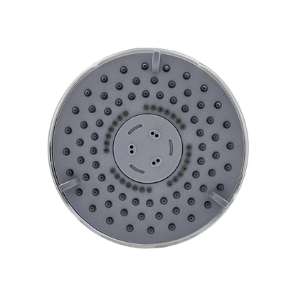 Regadera redonda de 5 funciones en ABS, color gris plateado, con selector de chorro.