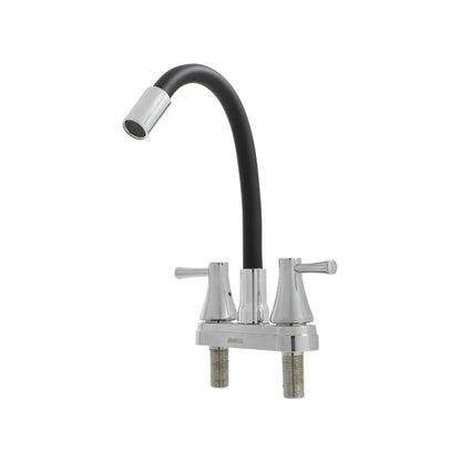 Mezcladora para fregadero Genflux con cuello flexible negro y doble maneral acabado cromado para cocina