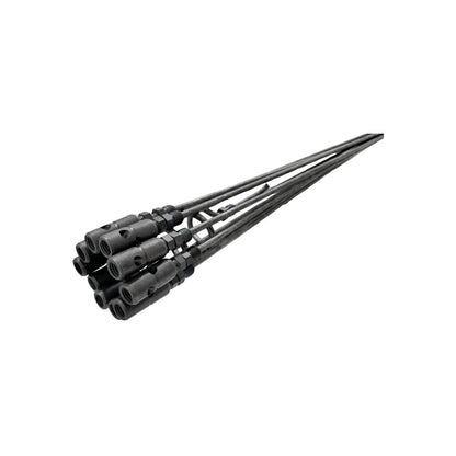 Varillas de desazolve para limpieza de tuberías, gris oscuro, con conectores roscados resistentes.