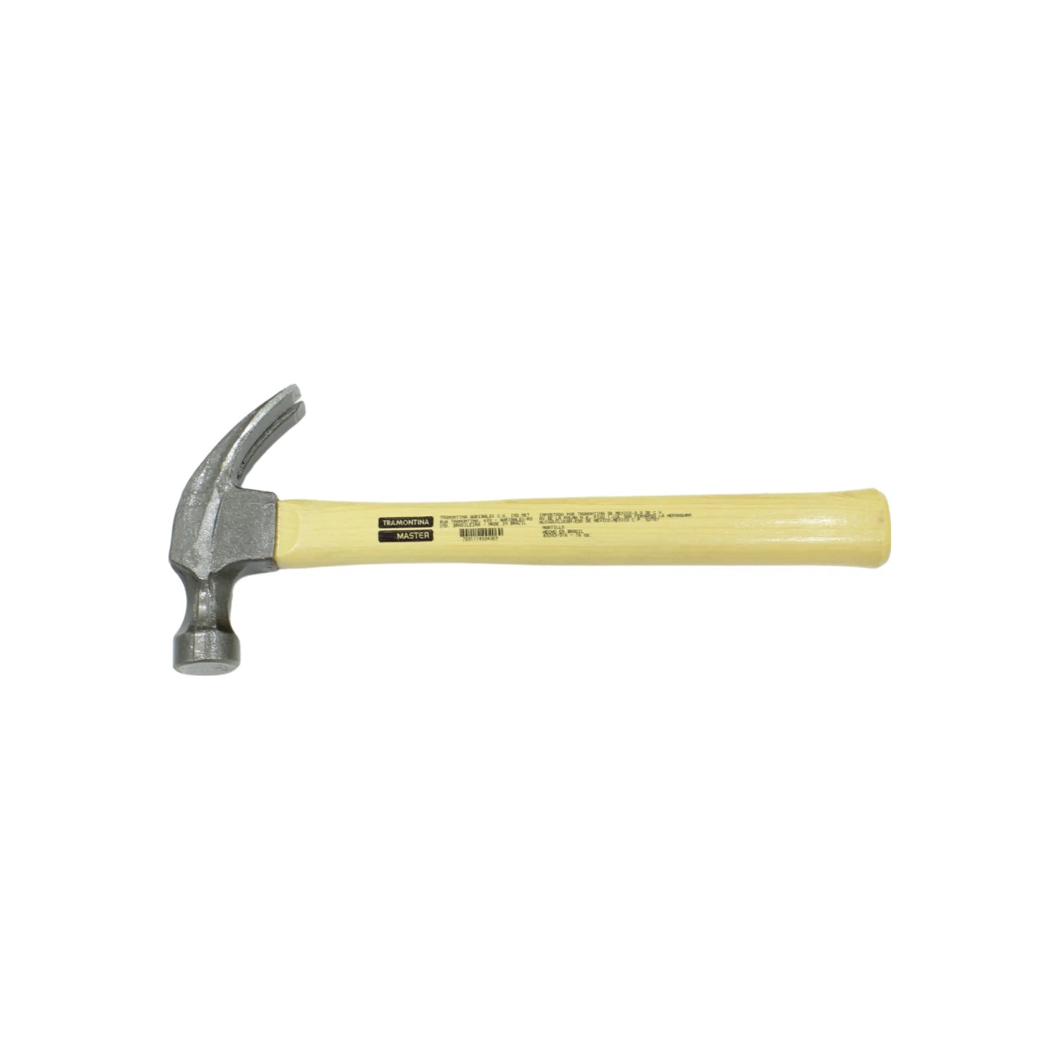 Martillo de uña curvo Tramontina 16 oz con mango de madera natural para carpintería