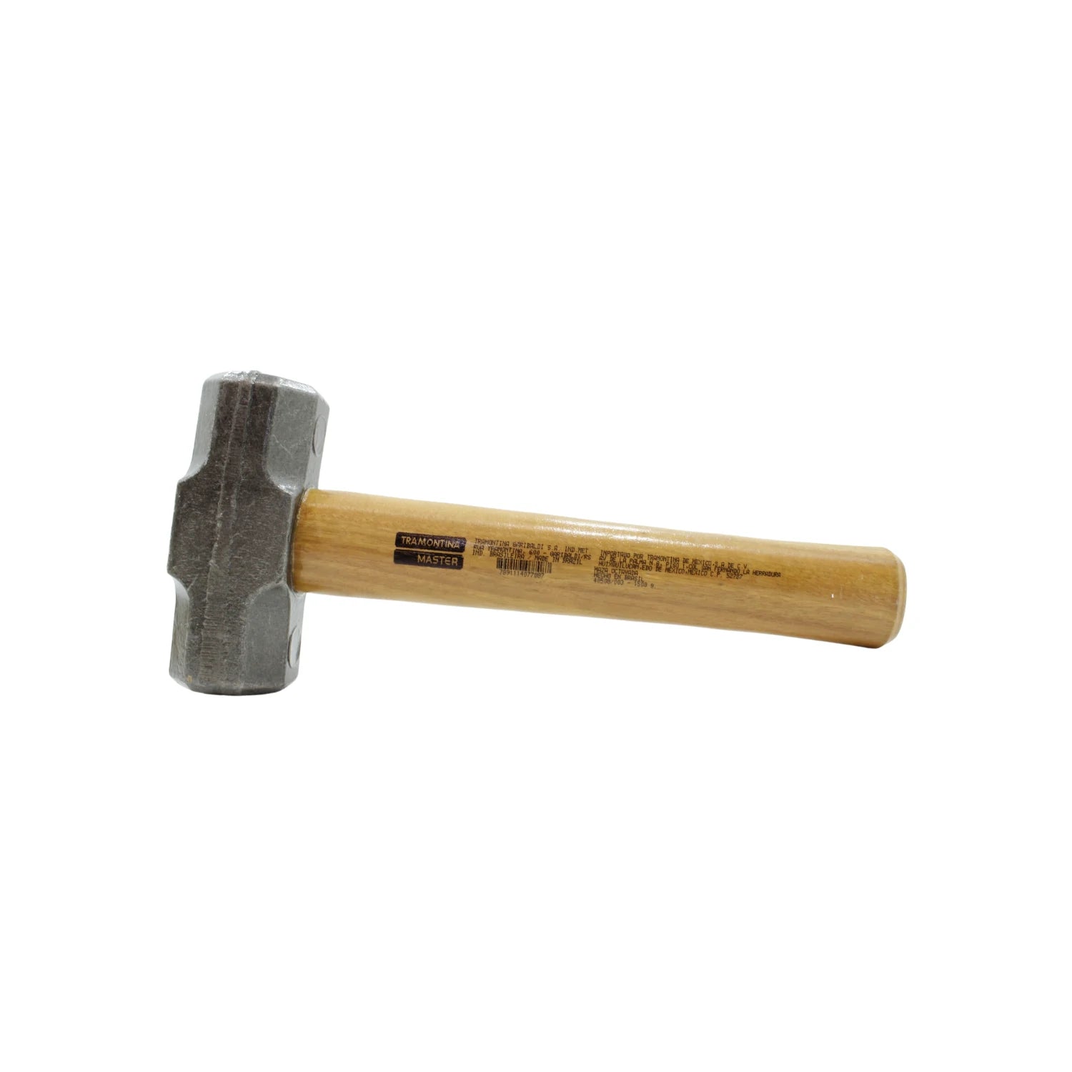 Marro octagonal Tramontina Master 1500g con mango de madera, ideal para trabajos de demolición.