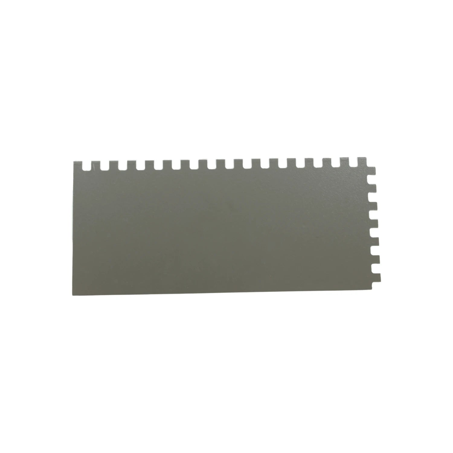 Hoja de llana dentada cuadrada gris, ideal para aplicar adhesivos y mortero