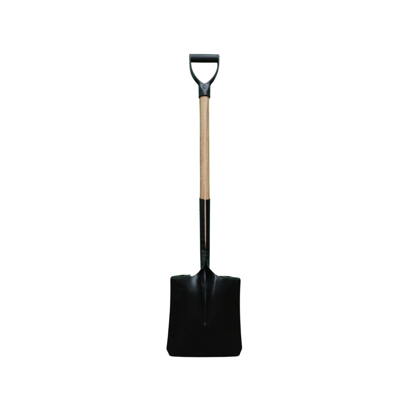 Pala cuadrada de acero con mango de madera y puño D de plástico para jardinería y construcción