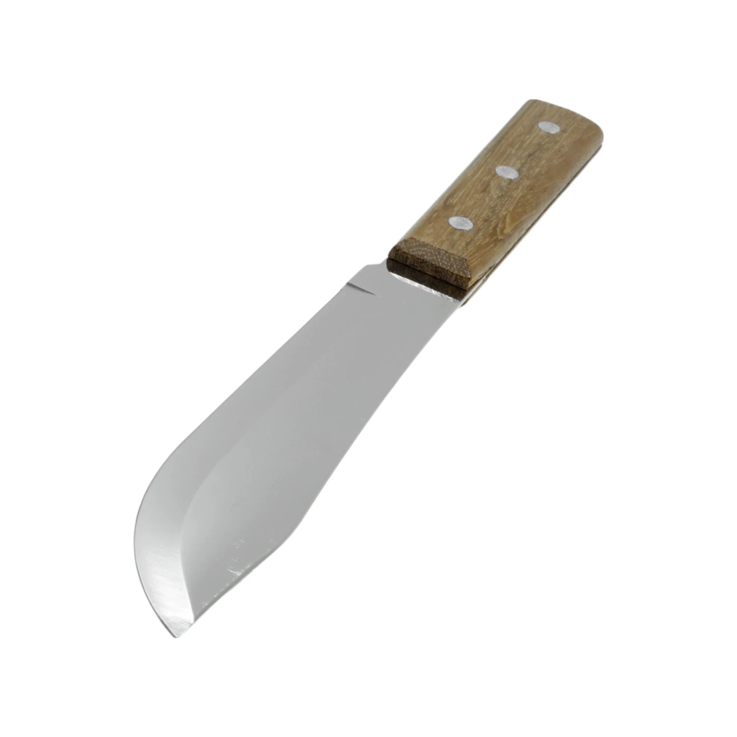 Cuchillo multiusos con hoja lisa de acero inoxidable plateado y mango de madera con 3 remaches