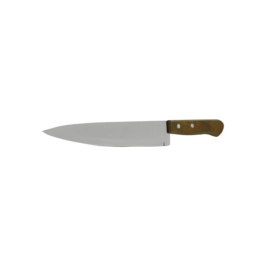 Cuchillo de chef de 8 pulgadas con hoja lisa de acero inoxidable y mango de madera