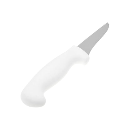Cuchillo utilitario de 5 pulgadas con hoja lisa de acero inoxidable y mango blanco ergonómico