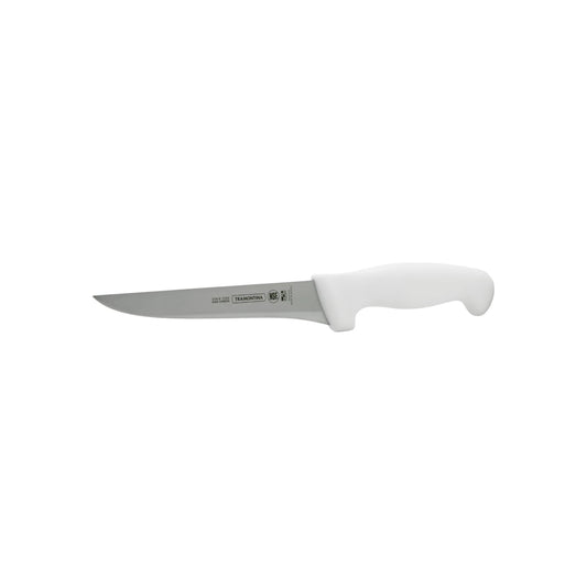 Cuchillo profesional Tramontina de hoja lisa acero alto carbono y mango ergonómico blanco NSF