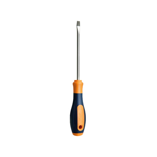 Destornillador de punta plana 3/16"x4" con mango ergonómico naranja y azul