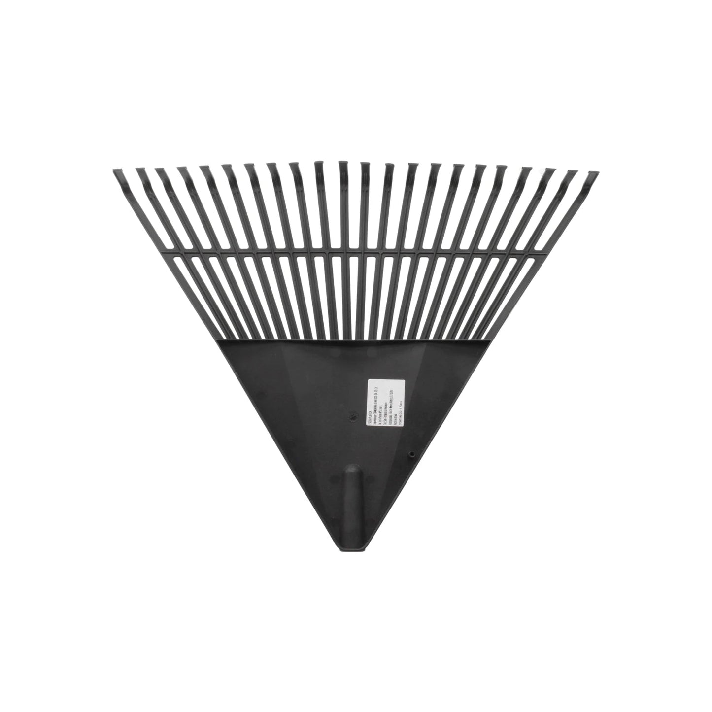 Rastrillo de jardín de plástico negro para hojas y césped, diseño triangular con púas resistentes