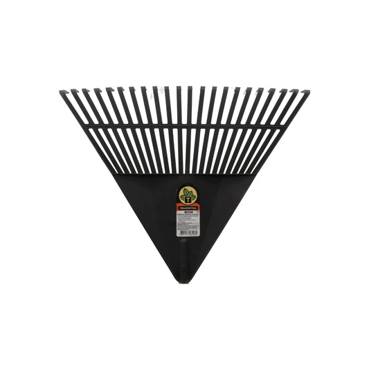 Rastrillo de jardín plástico Tramontina negro, cabezal ancho con púas flexibles para hojas y limpieza