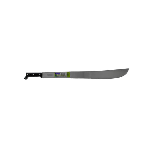 Machete Tramontina con hoja de acero y mango de polipropileno negro para desmalezar y agricultura.