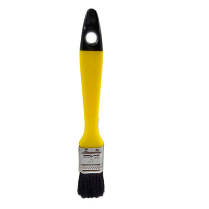 Brocha de pintura plana 1 pulgada (25mm) mango amarillo y negro, cerdas negras para bricolaje