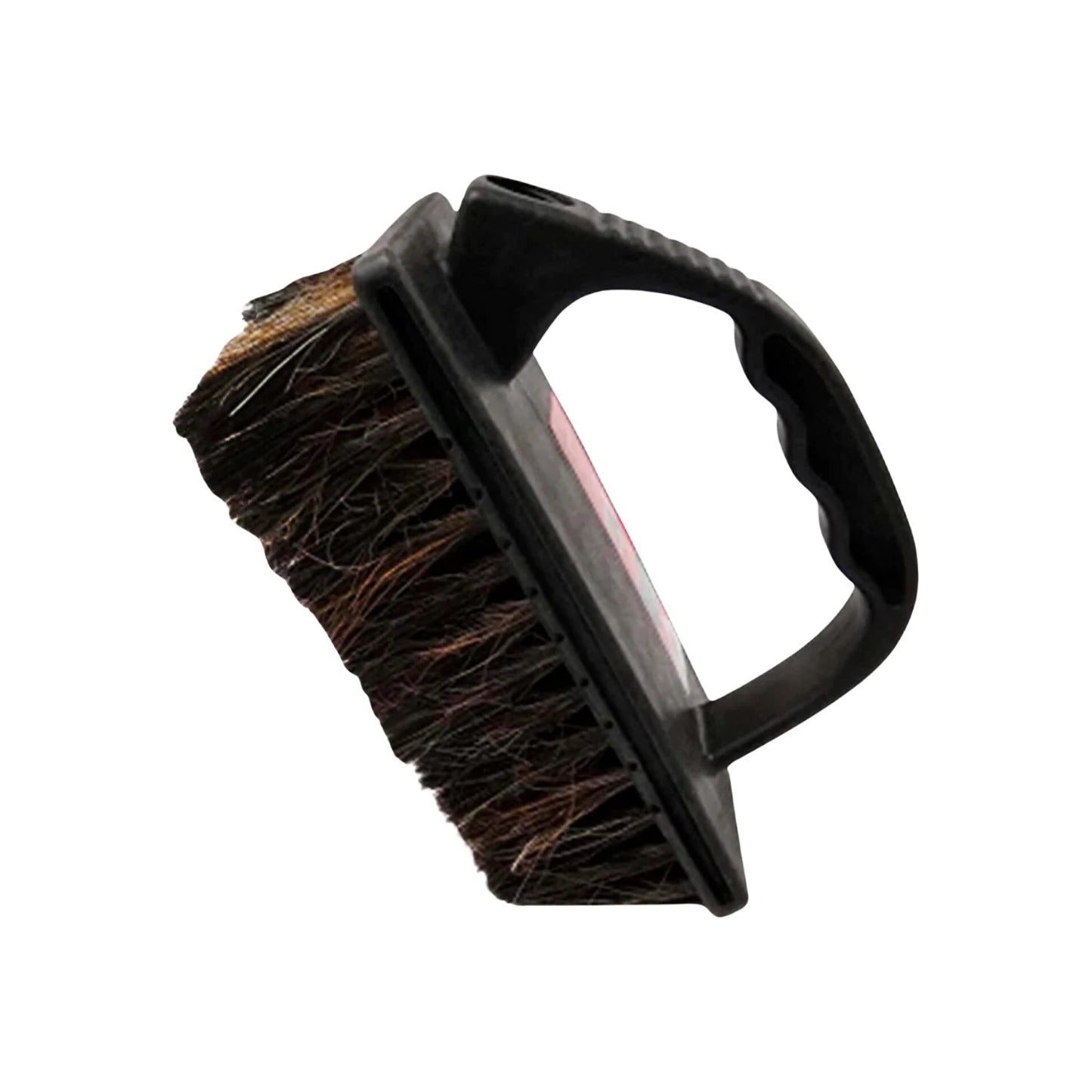 Cepillo de cerdas naturales oscuras para limpieza profunda, mango ergonómico negro