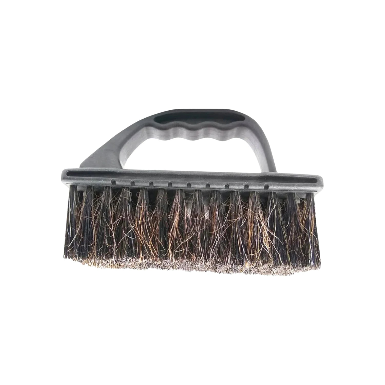 Cepillo de fregar manual cerdas resistentes mixtas, mango ergonómico oscuro para limpieza industrial