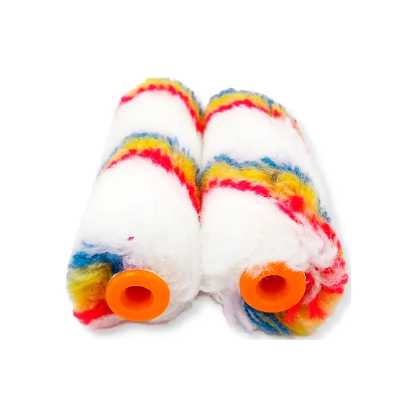 Repuesto para rodillo de pintura acrílico mini 4 pulgadas, blanco con franjas de colores, pack 2 piezas
