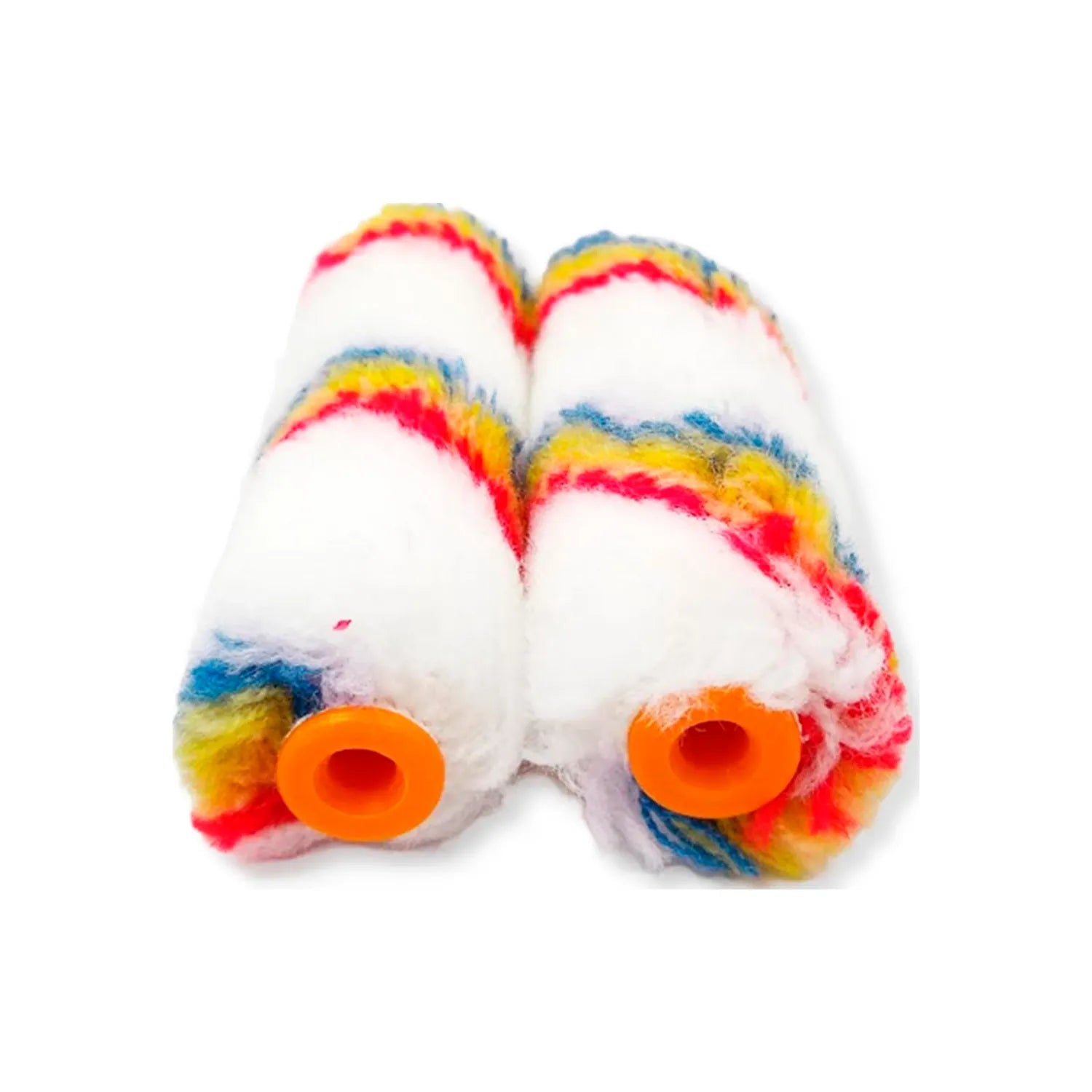 Repuesto para rodillo de pintura acrílico mini 4 pulgadas, blanco con franjas de colores, pack 2 piezas