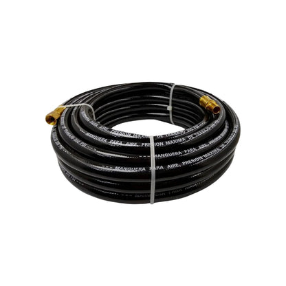 Manguera para compresora de aire PVC negra 1/4"x10m, racores bronce, presión máxima 300 PSI