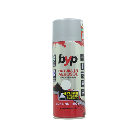 Pintura aerosol BYP blanca esmalte alquidálico 400 ml, secado rápido multiusos para metal y madera