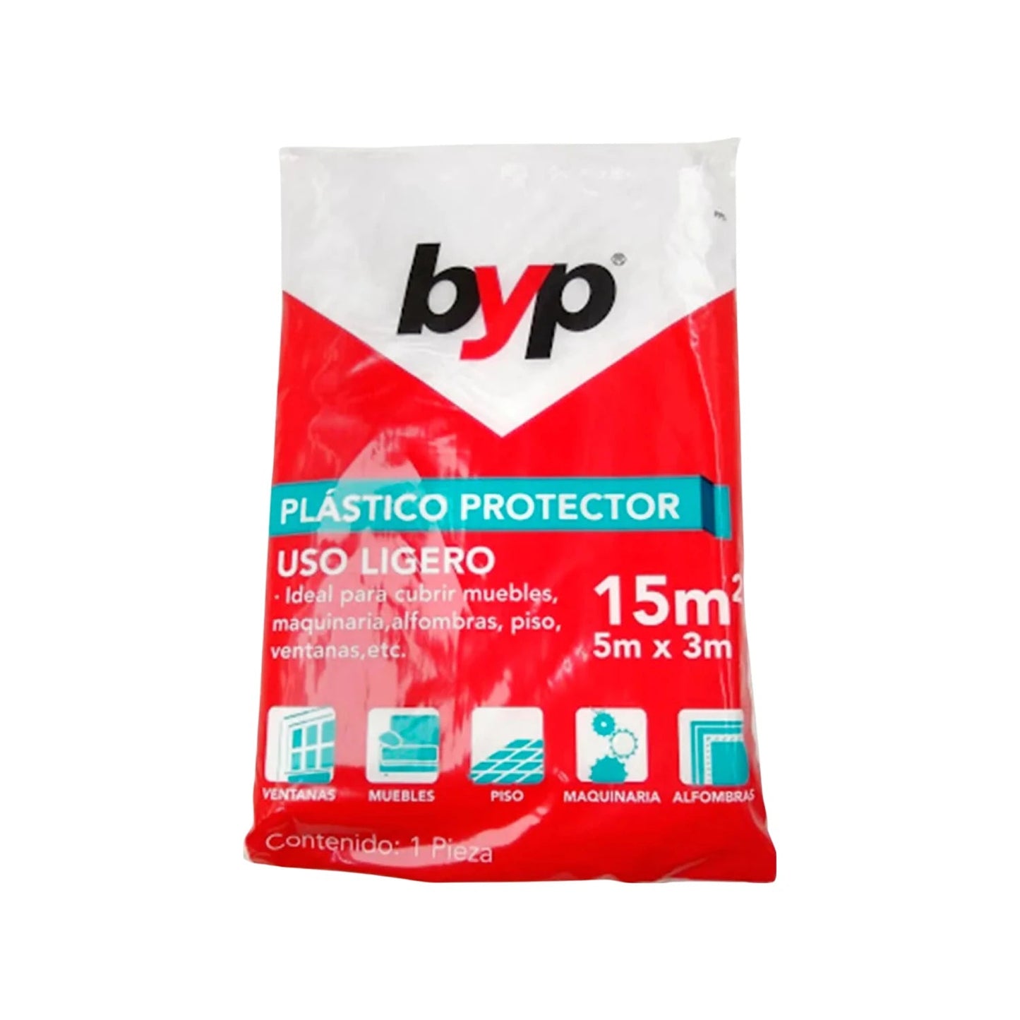 Cubre todo plástico protector BYP ligero de polipropileno 15m² (5x3m) para muebles, pisos, ventanas