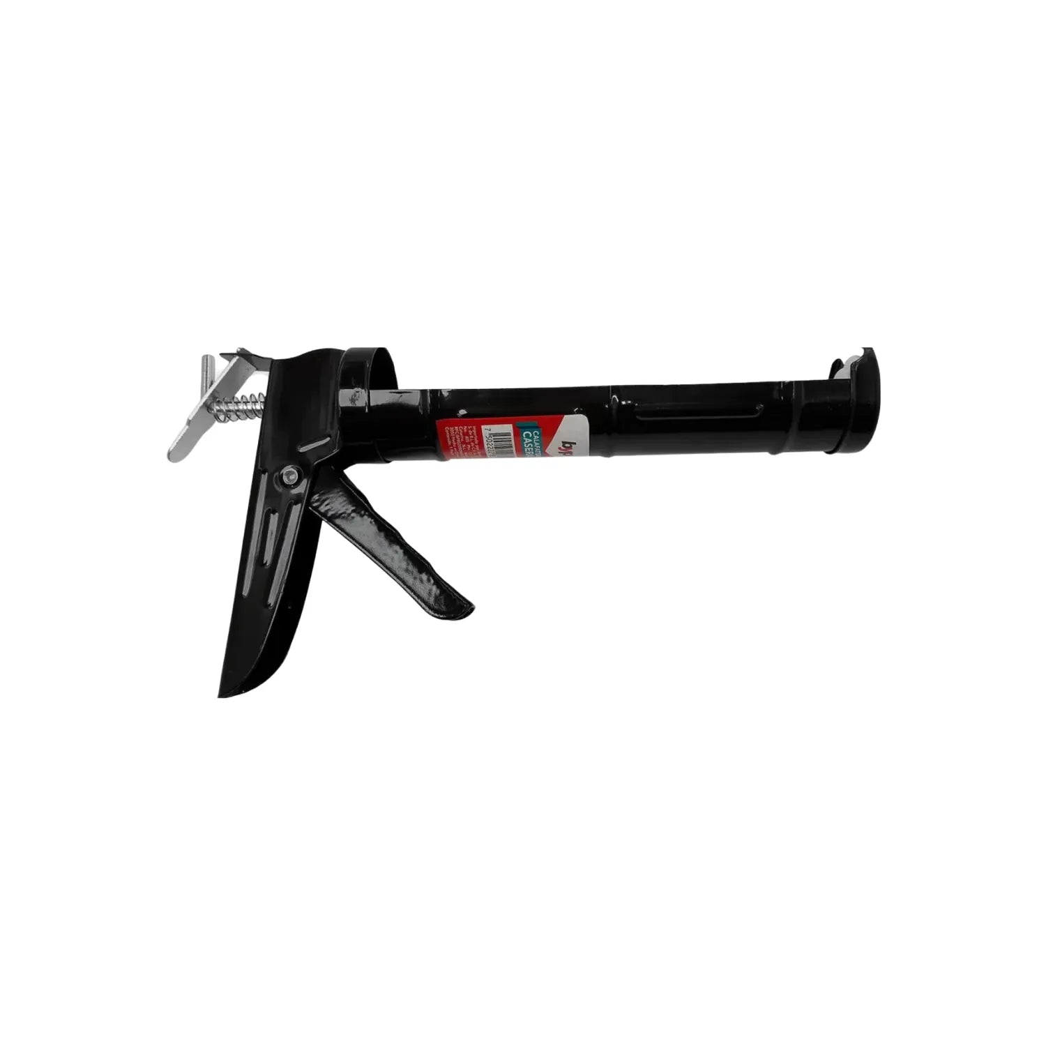 Pistola calafateadora negra de cremallera para tubos de sellador y silicona, aplicación precisa de masilla.
