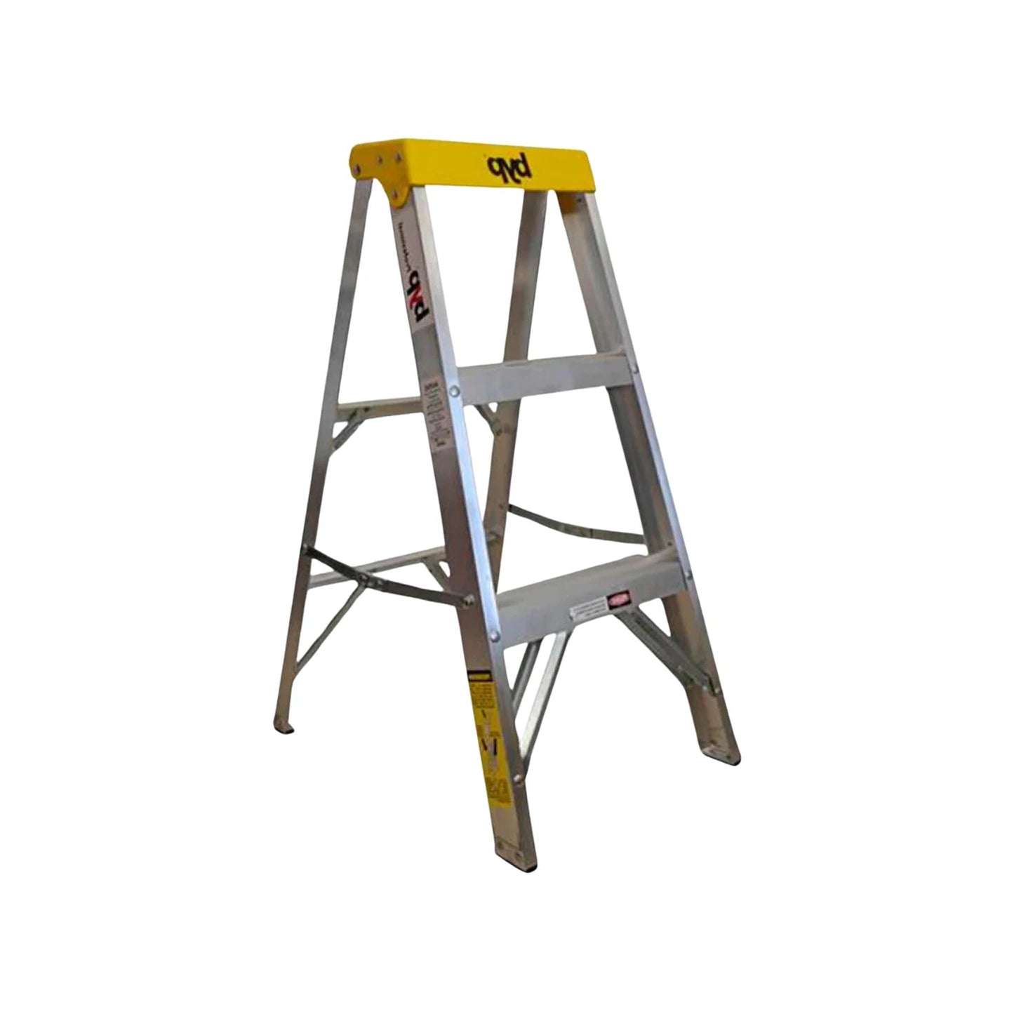 Escalera de tijera qhd de aluminio con 2 peldaños y plataforma superior amarilla