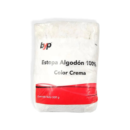 Estopa de algodón 100% BYP 500g color crema para limpieza industrial y absorbente
