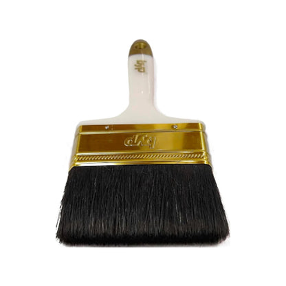 Brocha de pintura plana BYP premium de 4 pulgadas, mango blanco, férula dorada y cerdas negras
