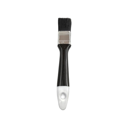 Brocha plana 1 pulgada, mango ergonómico negro y blanco, cerdas sintéticas negras para pintura.